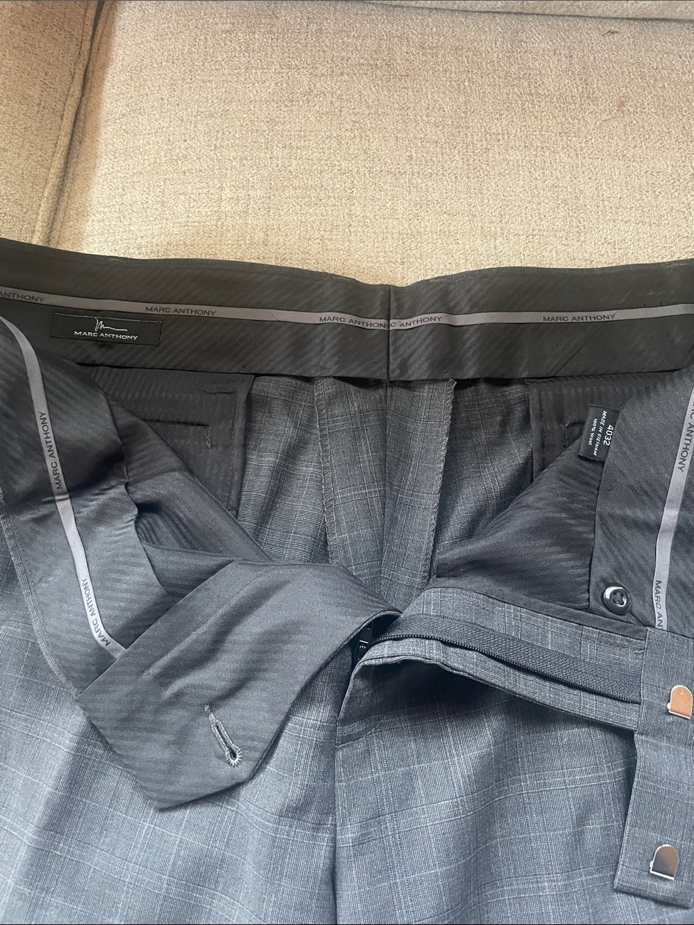 Marc Anthony Gray Windowpane Dress Pants